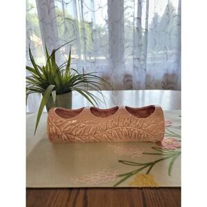 Vintage Red Wing Pottery Log Planter, Vine Pink Speckled 10" USA 440